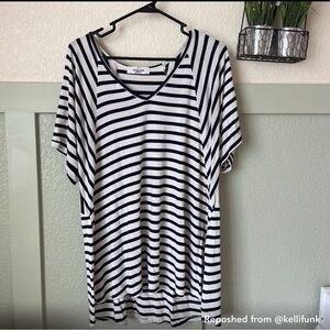 Carly Jean Los Angeles Black and White Striped Blouse